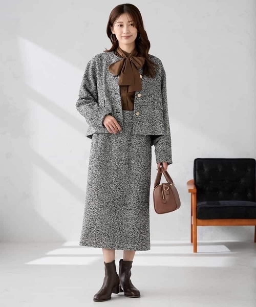 a.v.v（アーヴェヴェ）の「ブークレノーカラージャケット（ノーカラージャケット・レディース・チャコールグレー・39）」の5枚目の写真