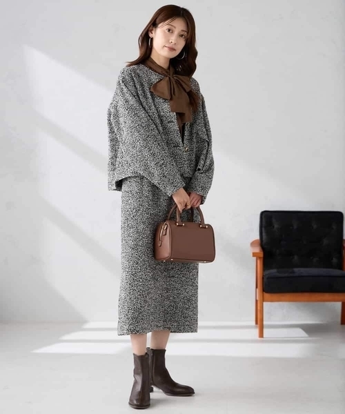 a.v.v（アーヴェヴェ）の「ブークレノーカラージャケット（ノーカラージャケット・レディース・チャコールグレー・39）」の7枚目の写真