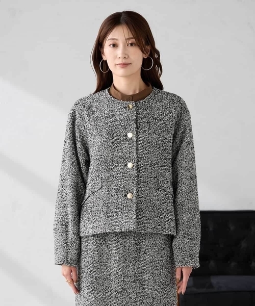 a.v.v（アーヴェヴェ）の「ブークレノーカラージャケット（ノーカラージャケット・レディース・チャコールグレー・39）」の11枚目の写真
