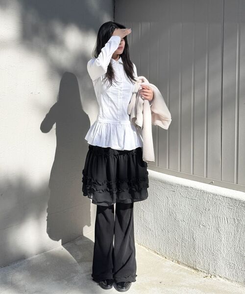 セール】3-Layered Ruffle Skirt Pants (FL-260_Charcoal)（その他
