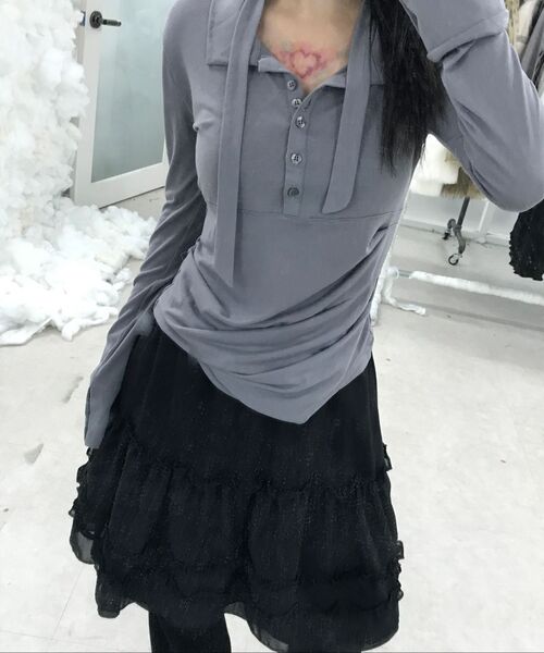 セール】3-Layered Ruffle Skirt Pants (FL-260_Charcoal)（その他