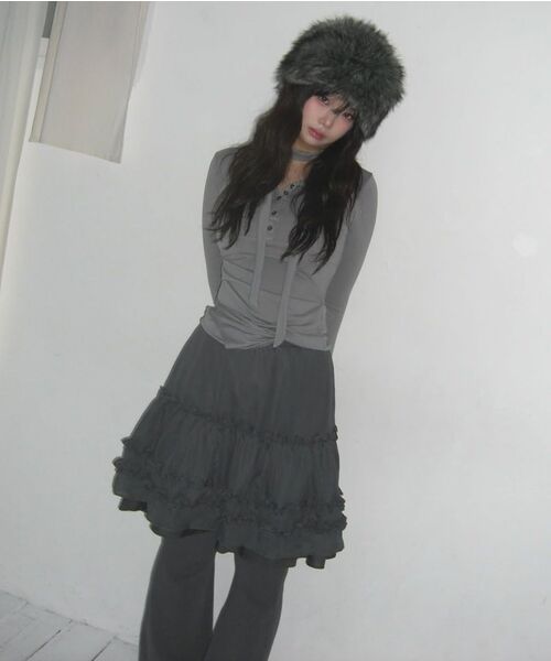 FLAREUP(フレアアップ)の「3-Layered Ruffle Skirt Pants (FL-260_Charcoal)(その他パンツ・レディース・チャコール・OS)」の4枚目の写真