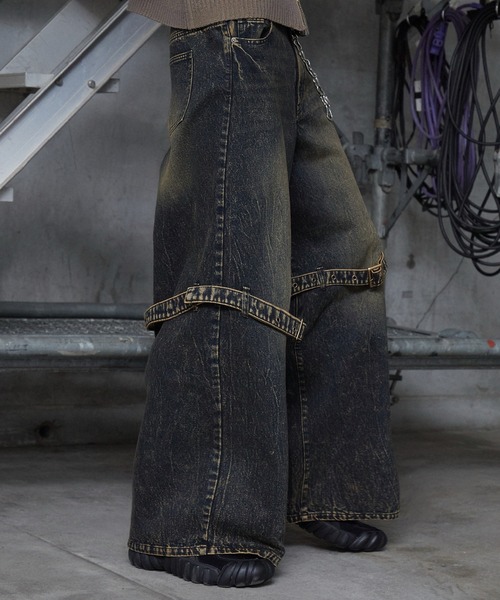 Spielio（シュピーリオ）の「【Spielio】Eyelet belted denim / アイレットベルテッドデニム（デニムパンツ・メンズ・グレー/ブルー・L/M/S）」の4枚目の写真