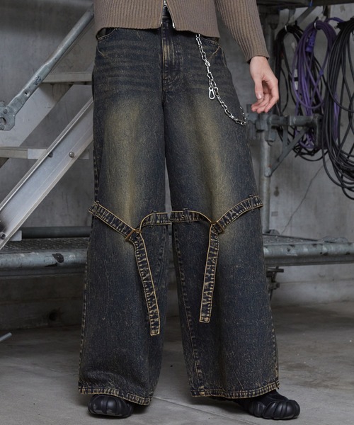 Spielio（シュピーリオ）の「【Spielio】Eyelet belted denim / アイレットベルテッドデニム（デニムパンツ・メンズ・グレー/ブルー・L/M/S）」の5枚目の写真