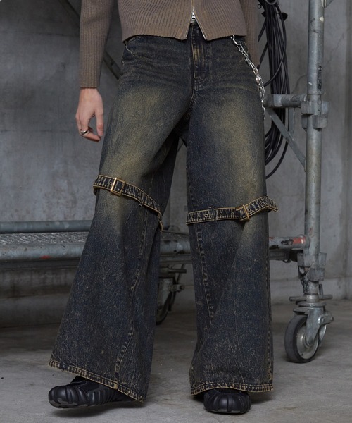 Spielio（シュピーリオ）の「【Spielio】Eyelet belted denim / アイレットベルテッドデニム（デニムパンツ・メンズ・グレー/ブルー・L/M/S）」の6枚目の写真