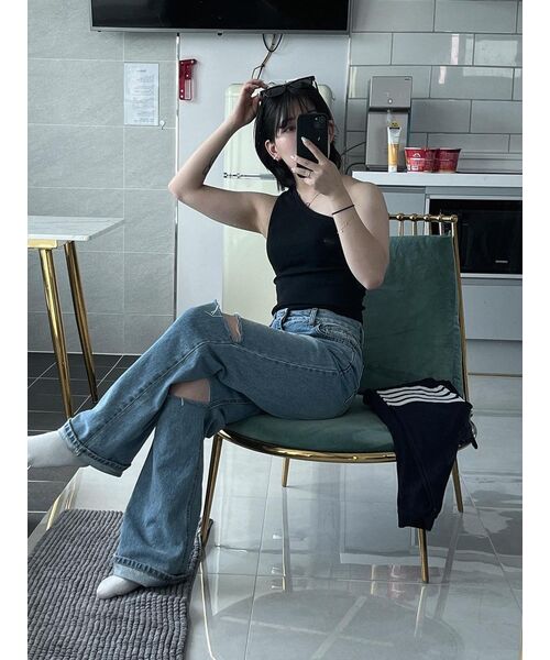 MUSINSA STANDARD WOMAN（ムシンサスタンダードウーマン）の「ウィメンズワンショルダータンクトップ[ブラック]（Tシャツ/カットソー・レディース・その他・LARGE/X-SMALL/MEDIUM/SMALL）」の10枚目の写真