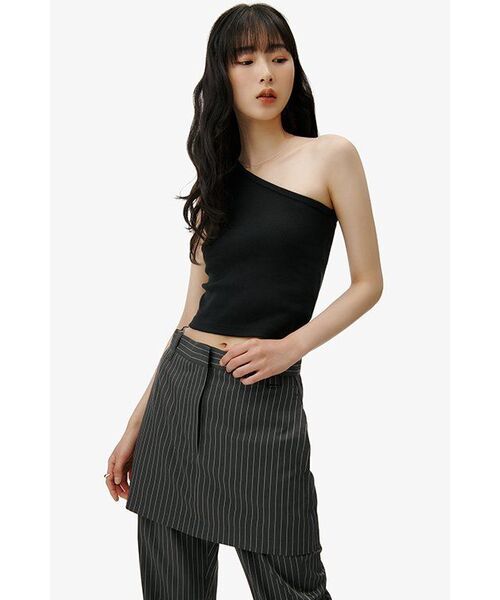 MUSINSA STANDARD WOMAN（ムシンサスタンダードウーマン）の「ウィメンズワンショルダータンクトップ[ブラック]（Tシャツ/カットソー・レディース・その他・LARGE/X-SMALL/MEDIUM/SMALL）」の12枚目の写真