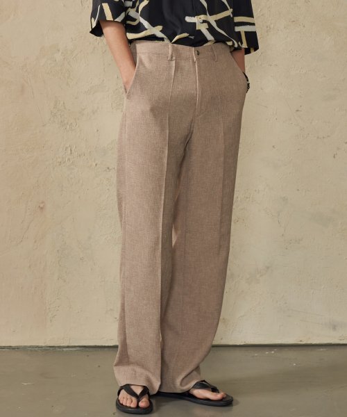 TRIP LE SENS(トリップ ル センス)の「UNISEX LIN S/S WIDE SLACKS_BEIGE(スラックス・レディース・その他・SMALL/MEDIUM/LARGE)」の1枚目の写真
