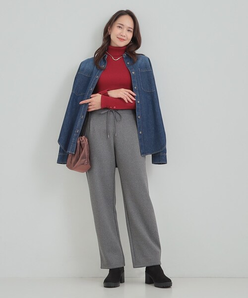 SHOO・LA・RUE(シューラルー)の「【洗濯機可/S-LL/あったか】もちもちの肌触りがやみつきに 裏起毛カーブパンツ(その他パンツ・レディース・チャコールグレー/ブラック・01/02/03/04)」の6枚目の写真