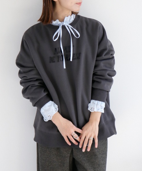 cepo(セポ)の「コットンレースリボンフリルブラウス(シャツ/ブラウス・レディース・オフホワイト/サックスブルー・M)」の19枚目の写真