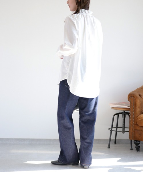 cepo(セポ)の「コットンレースリボンフリルブラウス(シャツ/ブラウス・レディース・オフホワイト/サックスブルー・M)」の4枚目の写真
