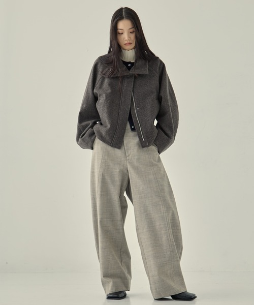 STUDIOUS/ステュディオス】Stand Collar Wool Blouson/スタンドカラー