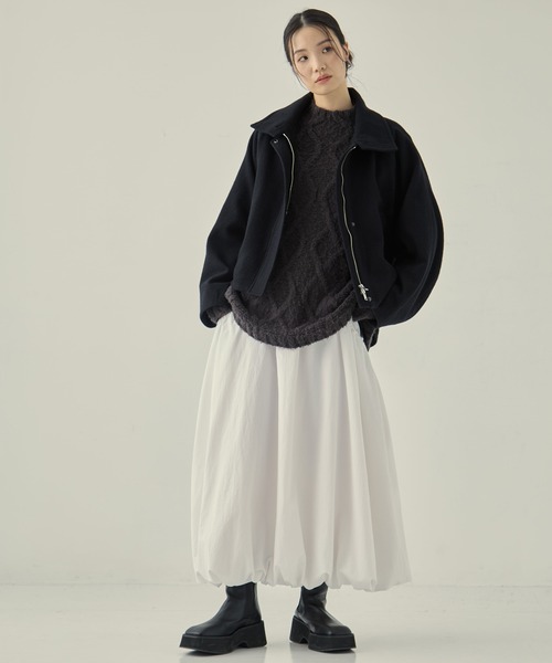 STUDIOUS（ステュディオス）の「【STUDIOUS/ステュディオス】Stand Collar Wool Blouson/スタンドカラーウールブルゾン/軽アウター/ショートコート（ブルゾン・レディース・グレー/ブラック/ライトベージュ・1/2）」の19枚目の写真