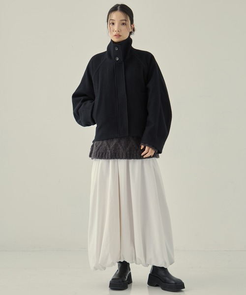 STUDIOUS（ステュディオス）の「【STUDIOUS/ステュディオス】Stand Collar Wool Blouson/スタンドカラーウールブルゾン/軽アウター/ショートコート（ブルゾン・レディース・グレー/ブラック/ライトベージュ・1/2）」の15枚目の写真