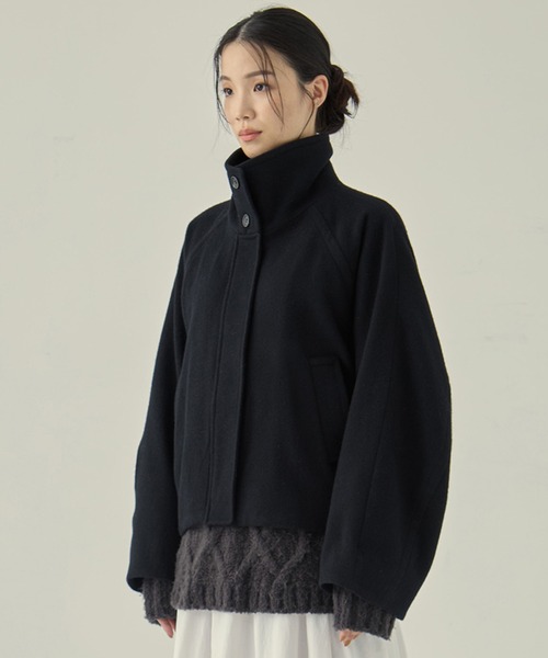 STUDIOUS（ステュディオス）の「【STUDIOUS/ステュディオス】Stand Collar Wool Blouson/スタンドカラーウールブルゾン/軽アウター/ショートコート（ブルゾン・レディース・グレー/ブラック/ライトベージュ・1/2）」の9枚目の写真