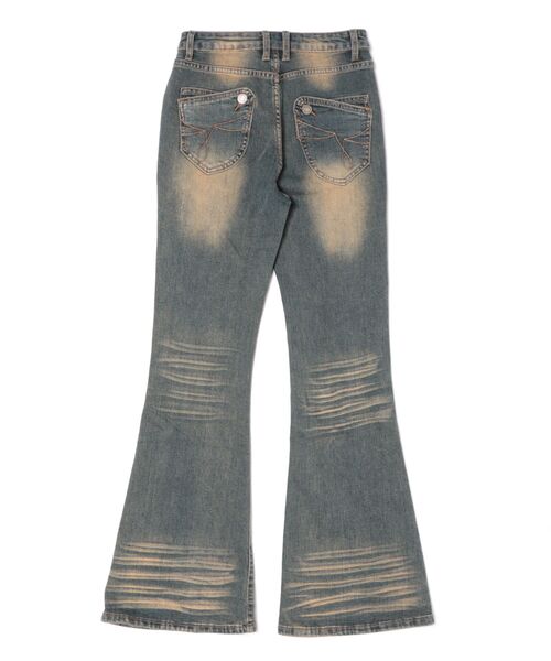 MEMECLE（メメクル）の「【MEMECLE/メメクル】ワンウォッシュ　スタッズ　ヴィンテージライクベルボトム（デニムパンツ・レディース・インディゴブルー・MEDIUM/LARGE）」の3枚目の写真