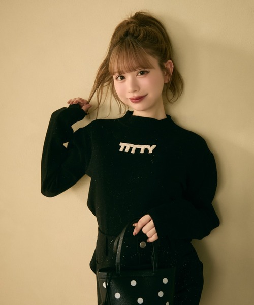 TITTY&CO.（ティティーアンドコー）の「ハイネックラメリブニットトップス（ニット/セーター・レディース・ブラック/グレー/チャコールグレー/アイボリー・FREE）」の13枚目の写真