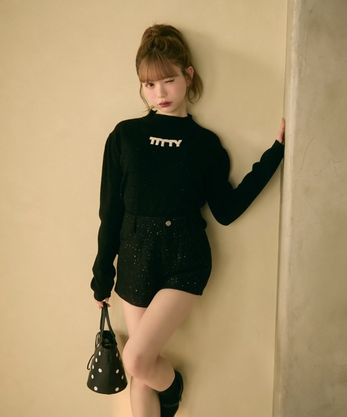 TITTY&CO.（ティティーアンドコー）の「ハイネックラメリブニットトップス（ニット/セーター・レディース・ブラック/グレー/チャコールグレー/アイボリー・FREE）」の16枚目の写真