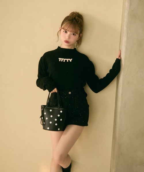 TITTY&CO.（ティティーアンドコー）の「ハイネックラメリブニットトップス（ニット/セーター・レディース・ブラック/グレー/チャコールグレー/アイボリー・FREE）」の18枚目の写真