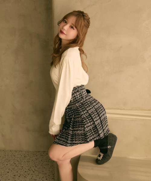 TITTY&CO.（ティティーアンドコー）の「ハイネックラメリブニットトップス（ニット/セーター・レディース・ブラック/グレー/チャコールグレー/アイボリー・FREE）」の6枚目の写真