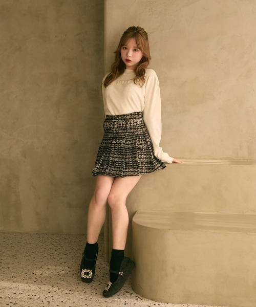 TITTY&CO.（ティティーアンドコー）の「ハイネックラメリブニットトップス（ニット/セーター・レディース・ブラック/グレー/チャコールグレー/アイボリー・FREE）」の9枚目の写真