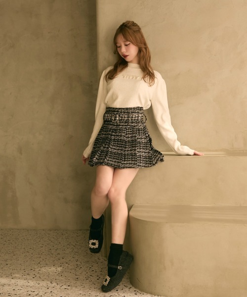 TITTY&CO.（ティティーアンドコー）の「ハイネックラメリブニットトップス（ニット/セーター・レディース・ブラック/グレー/チャコールグレー/アイボリー・FREE）」の10枚目の写真