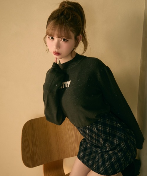 TITTY&CO.（ティティーアンドコー）の「ハイネックラメリブニットトップス（ニット/セーター・レディース・ブラック/グレー/チャコールグレー/アイボリー・FREE）」の20枚目の写真