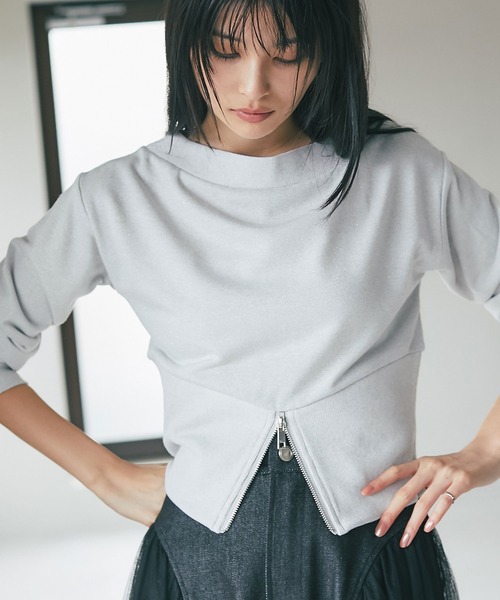 &. NOSTALGIA(アンドドットノスタルジア)の「ウエストリブファスナー ラメスウェットPO(Tシャツ/カットソー・レディース・ライトグレー/グレー・M)」の6枚目の写真