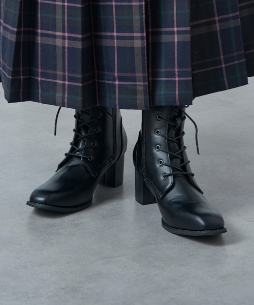 MAISON BREEZE（メゾンブリーズ）の「【MAISON BREEZE】≪美脚≫ レースアップショートブーツ LIM（ブーツ・レディース・ブラック/ダークブラウン・S/M/LL/L）」の3枚目の写真