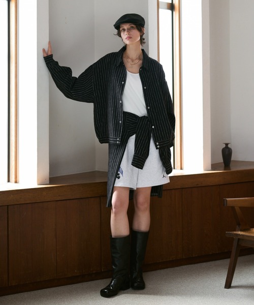 soerte（ソエルテ）の「Loose Nuance Stripe Shirt Blouson/ルーズニュアンスストライプショートブルゾン（ブルゾン・メンズ・ホワイト/イエロー/ブラック/ブラウン・2/1/3）」の2枚目の写真