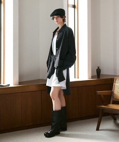 soerte（ソエルテ）の「Loose Nuance Stripe Shirt Blouson/ルーズニュアンスストライプショートブルゾン（ブルゾン・メンズ・ホワイト/イエロー/ブラック/ブラウン・2/1/3）」の17枚目の写真