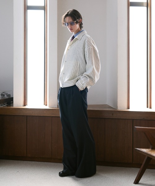 Loose Nuance Stripe Shirt Blouson/ルーズニュアンスストライプ