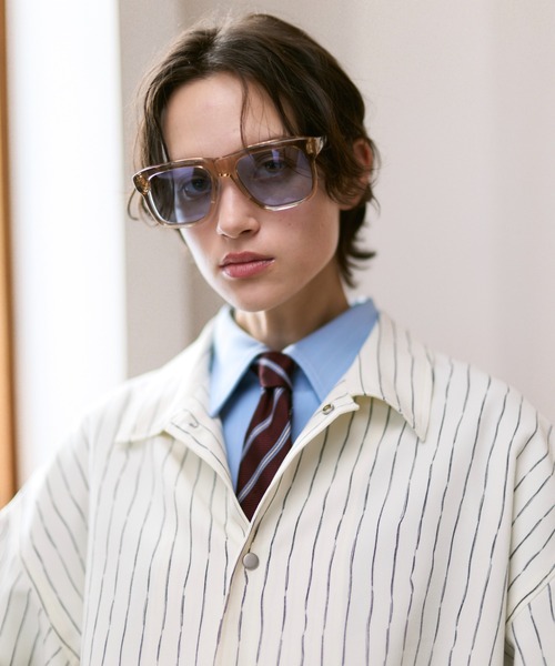 soerte（ソエルテ）の「Loose Nuance Stripe Shirt Blouson/ルーズニュアンスストライプショートブルゾン（ブルゾン・メンズ・ホワイト/イエロー/ブラック/ブラウン・2/1/3）」の7枚目の写真