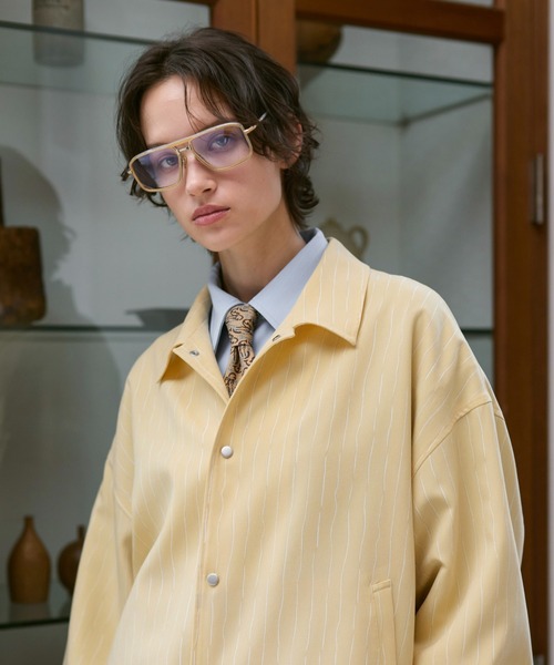 soerte（ソエルテ）の「Loose Nuance Stripe Shirt Blouson/ルーズニュアンスストライプショートブルゾン（ブルゾン・メンズ・ホワイト/イエロー/ブラック/ブラウン・2/1/3）」の15枚目の写真