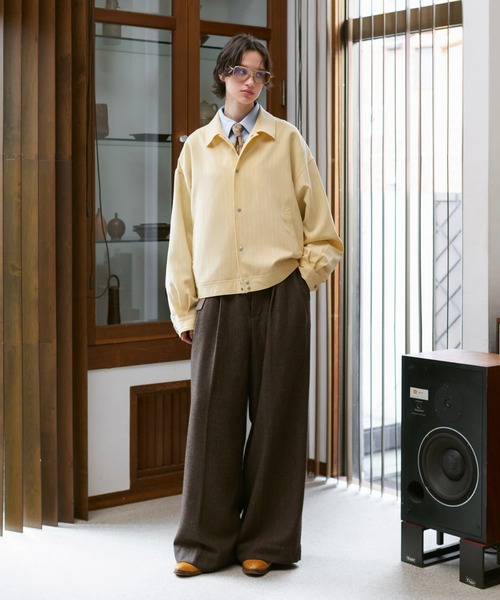 セール】Loose Nuance Stripe Shirt Blouson/ルーズニュアンス