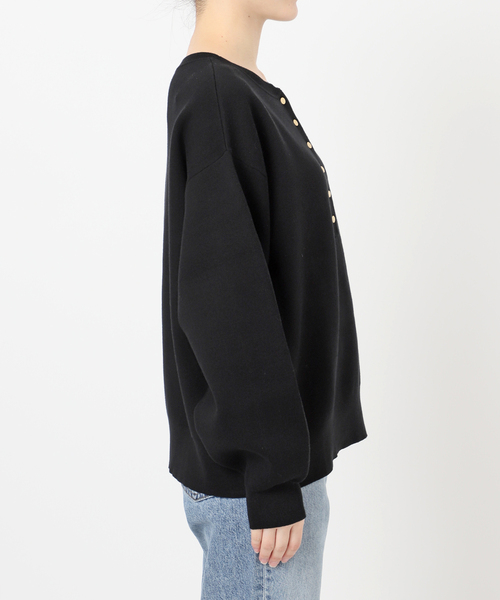 WEB限定カラー有り / 追加3》メタルボタンヘンリーネックニット