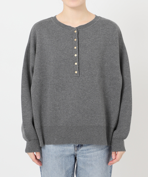 WEB限定カラー有り / 追加3》メタルボタンヘンリーネックニット