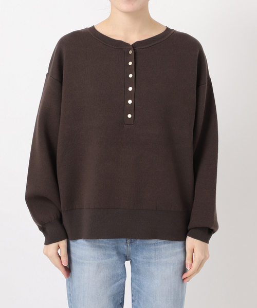 WEB限定カラー有り / 追加3》メタルボタンヘンリーネックニット