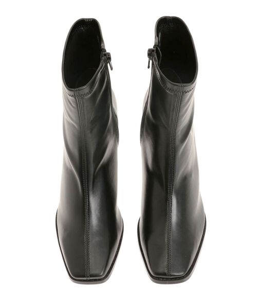 MERCURYDUO（マーキュリーデュオ）の「フェイクレザースクエアトゥストレッチショートブーツ（ブーツ・レディース・アイボリー/ブラック/ブラウン・38/36）」の9枚目の写真