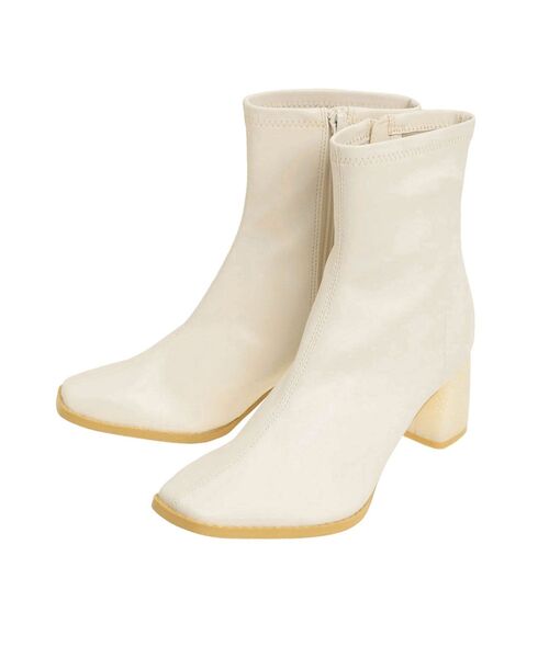 MERCURYDUO（マーキュリーデュオ）の「フェイクレザースクエアトゥストレッチショートブーツ（ブーツ・レディース・アイボリー/ブラック/ブラウン・38/36）」の15枚目の写真