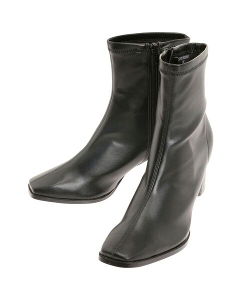 MERCURYDUO（マーキュリーデュオ）の「フェイクレザースクエアトゥストレッチショートブーツ（ブーツ・レディース・アイボリー/ブラック/ブラウン・38/36）」の17枚目の写真