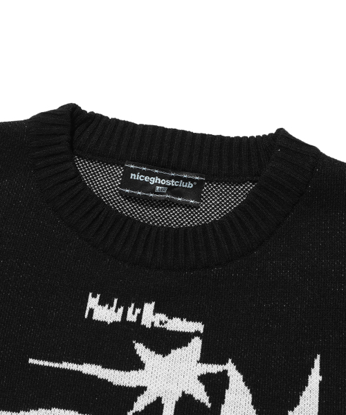 NICE GHOST CLUB(ナイスゴーストクラブ)の「TORNADO LOGO KNIT_BLACK(NG2DFUK607A)(ニット/セーター・レディース・ブラック・SMALL/LARGE/MEDIUM)」の3枚目の写真