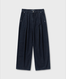 ツーピンタックワイドフィットデニムパンツ_INDIGO
