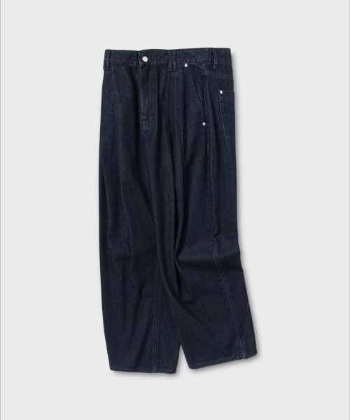 NONBLANK(ノンブランク)の「ツーピンタックワイドフィットデニムパンツ_INDIGO(デニムパンツ・メンズ・ダークネイビー・MEDIUM/LARGE/X-LARGE)」の3枚目の写真