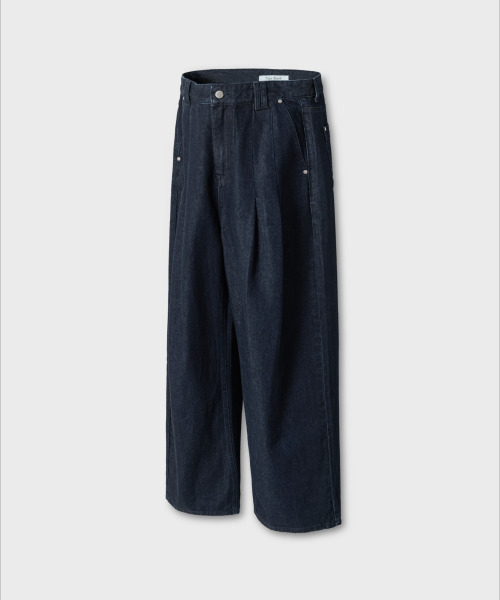 NONBLANK(ノンブランク)の「ツーピンタックワイドフィットデニムパンツ_INDIGO(デニムパンツ・メンズ・ダークネイビー・MEDIUM/LARGE/X-LARGE)」の4枚目の写真
