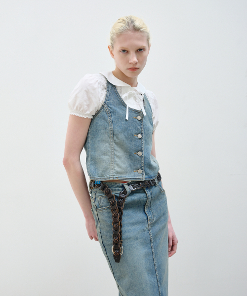 AOPT(アオプト)の「HALTER NECK DENIM VEST - BLUE(ベスト・レディース・その他・SMALL/MEDIUM)」の1枚目の写真