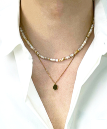 S SY（エスエスワイ）の「[SET] ナチュラルシェルビーズ＆ゴールドペンダントネックレス（ネックレス）」