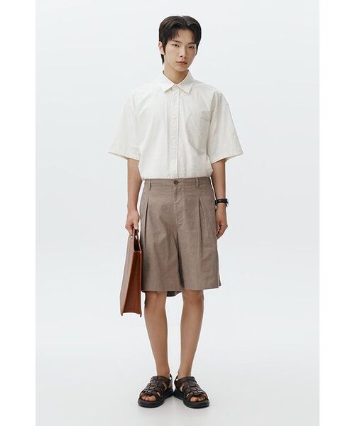 NONBLANK(ノンブランク)の「ワイドフィットリネンハーフパンツ_MOCHA(その他パンツ・メンズ・その他・MEDIUM/SMALL/X-LARGE/LARGE)」の15枚目の写真