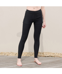 BASIC ELLE（ベーシックエル）の「レディース 9部ウォーターレギンス一体型ツーインワンスパンショートパンツ 下着 BEL-X228K ブラック（ラッシュガード）」