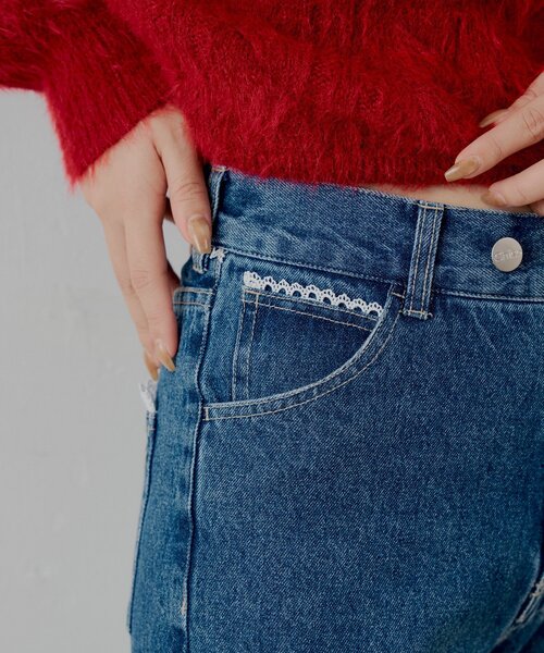 Chico（チコ）の「レースデザインフレアデニム（デニムパンツ・レディース・ブルー系その他/ブルー/ネイビー・SMALL/MEDIUM）」の18枚目の写真